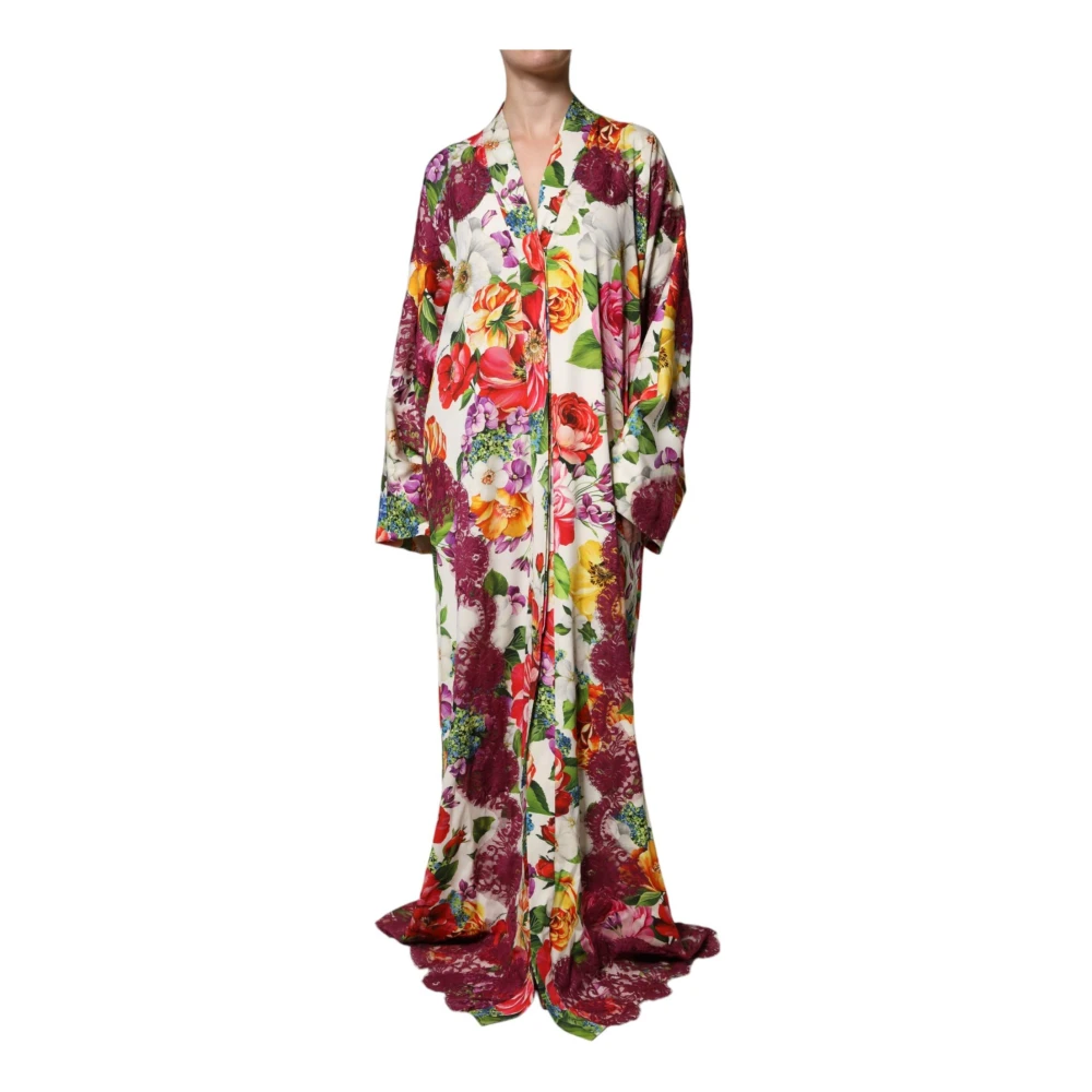 Dolce & Gabbana Bloemen Kant Zijden Abaya Lange Mouwen Multicolor Dames