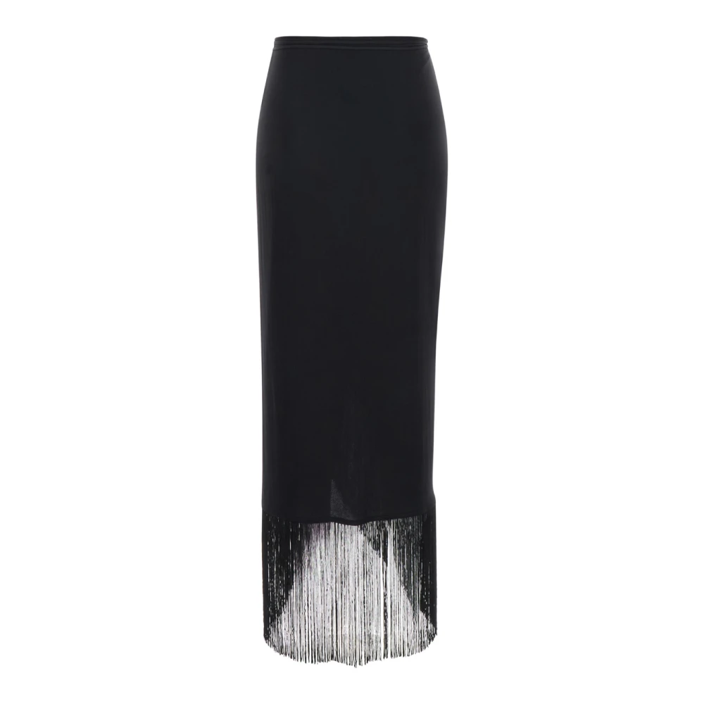 Andamane Zwarte Zijden Franje Sarong Rok Black Dames