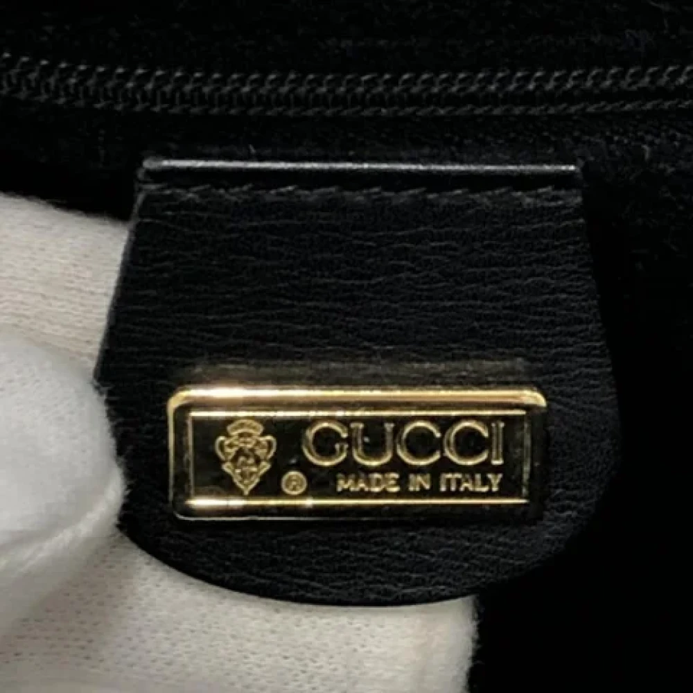 Gucci Vintage Tweedehands Zwarte Leren Gucci Schoudertas Black Dames