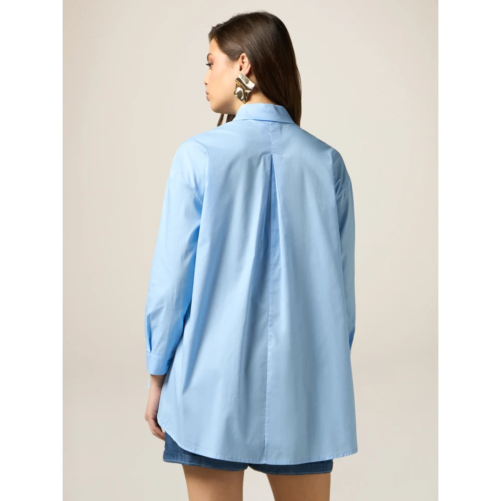 Oltre Kristalstenen Oversized Shirt Blue Dames