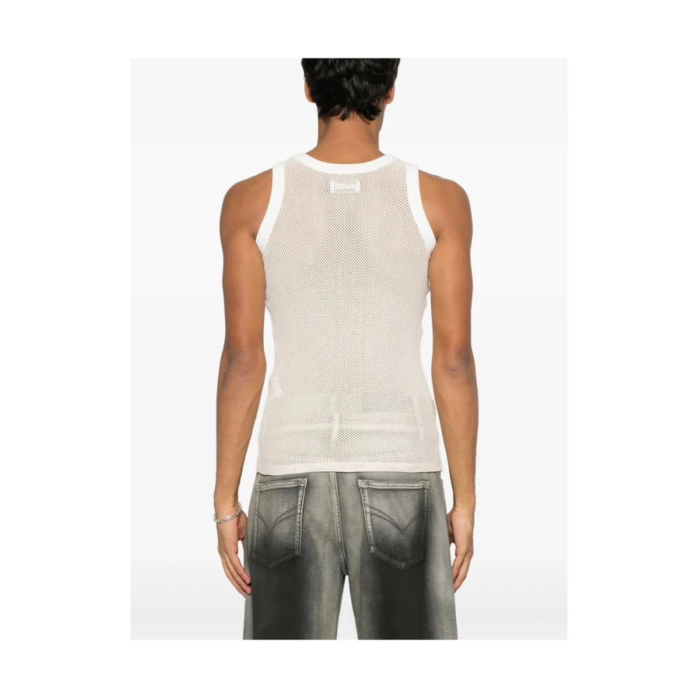Magliano Mesh Crew Neck Sleeveless T-shirt Beige Heren