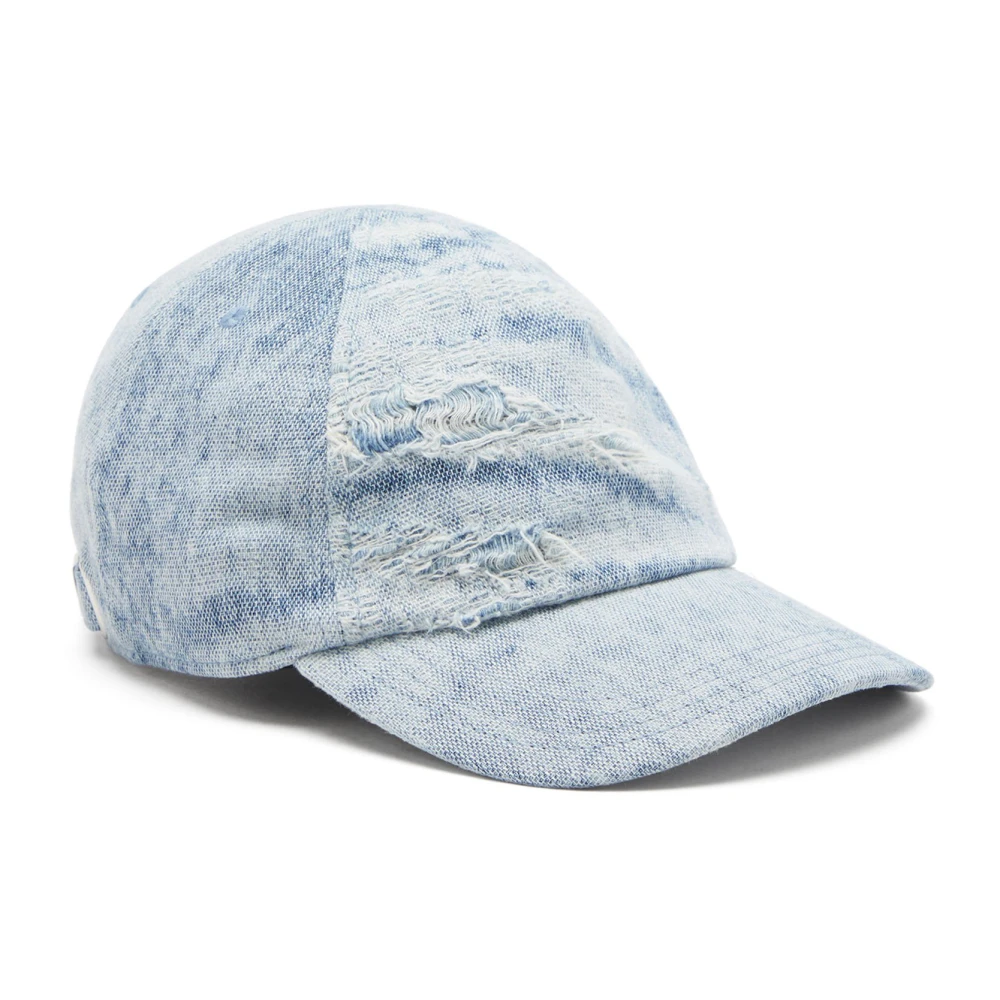 Diesel Men's Blue Denim Baseball Cap Distressed Effect