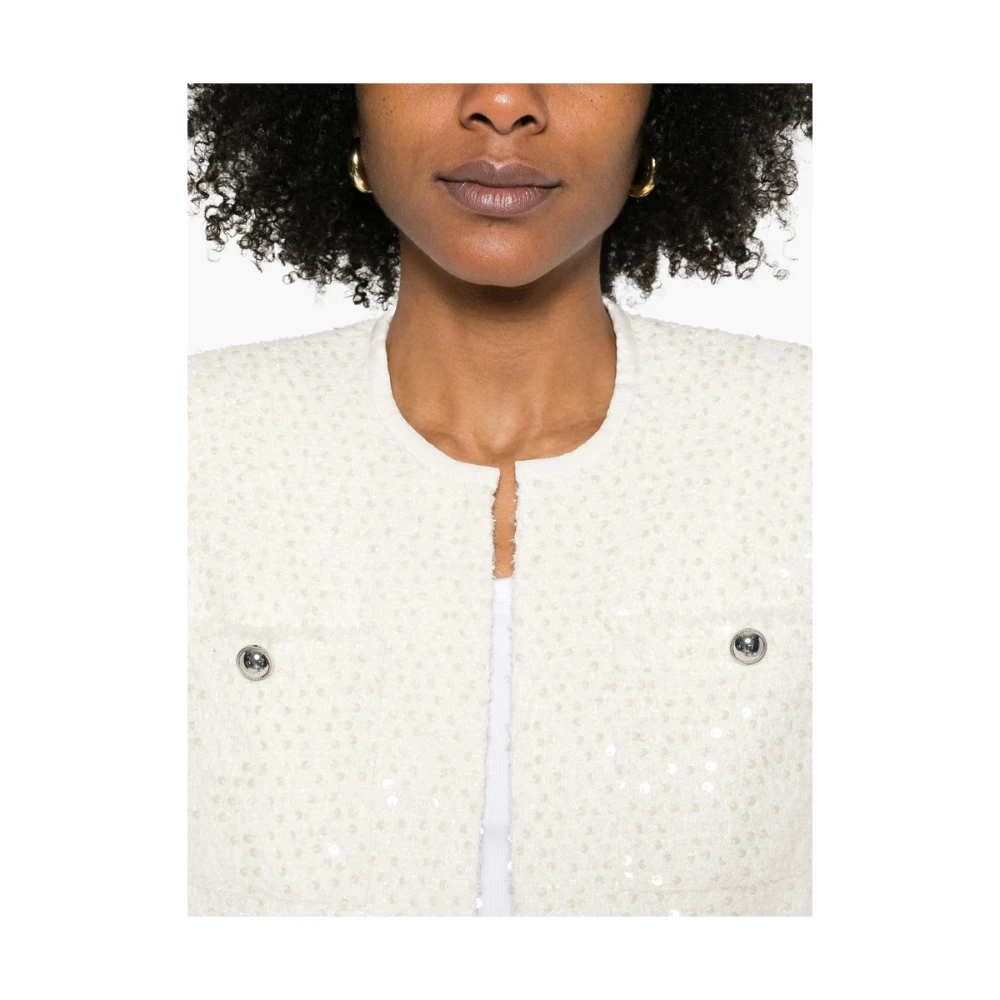 IRO Witte Paillet Versierde Open Front Jas White Dames