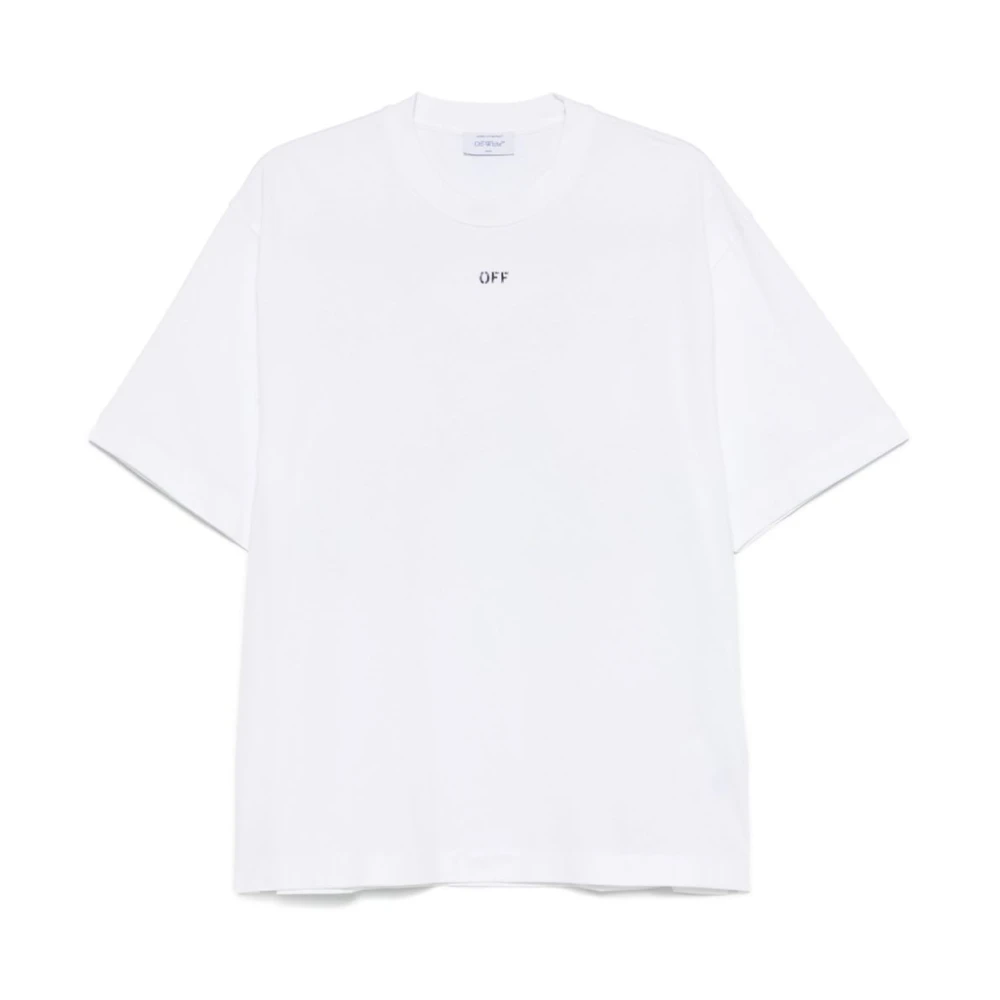 Off White Wit Logo Print Crew Neck T-shirt White Heren