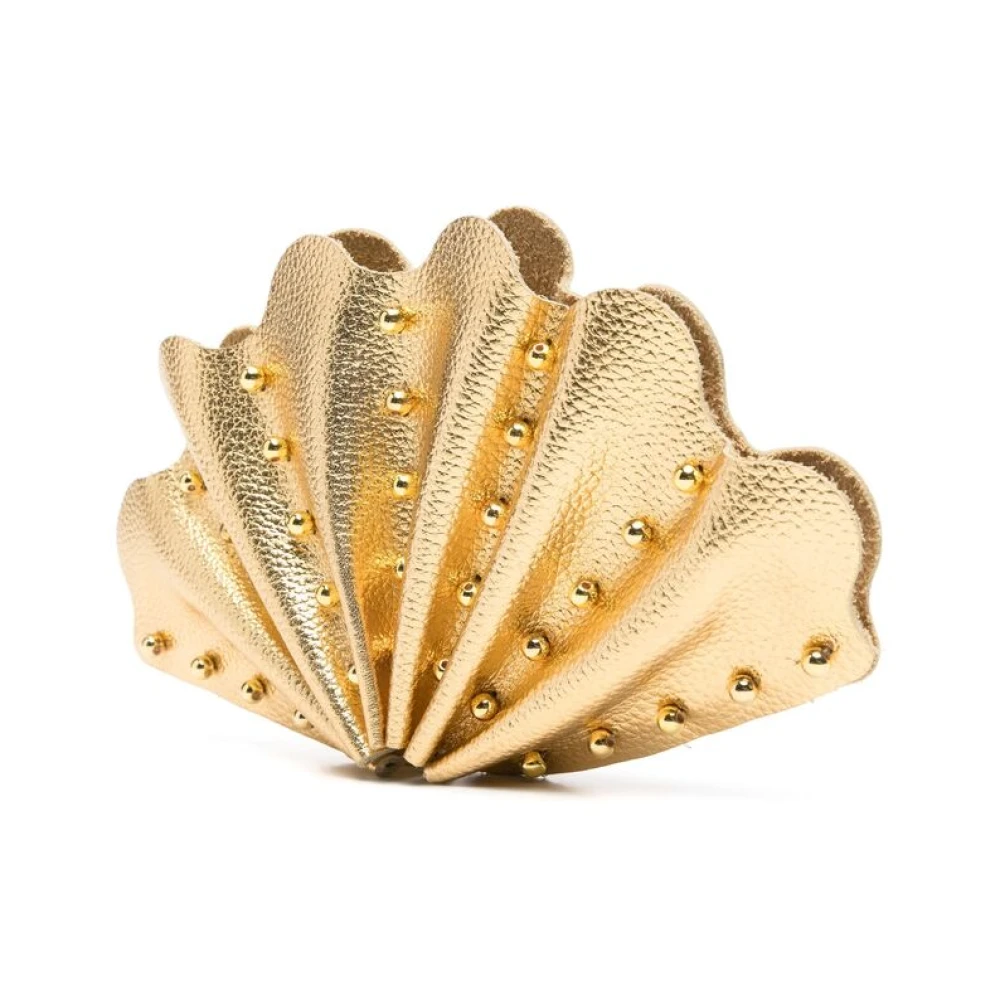 Vanina Goudkleurige Kralen Clutch Tas Yellow Dames