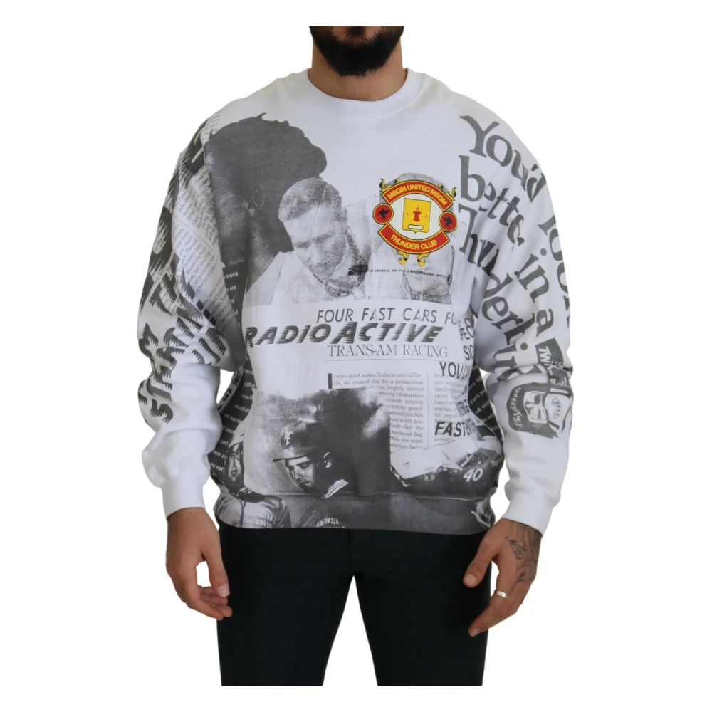 Msgm Men's Multicolor Elegant White Cotton Jumper - Sweatshirts - S - Sweatshirts & Hoodies