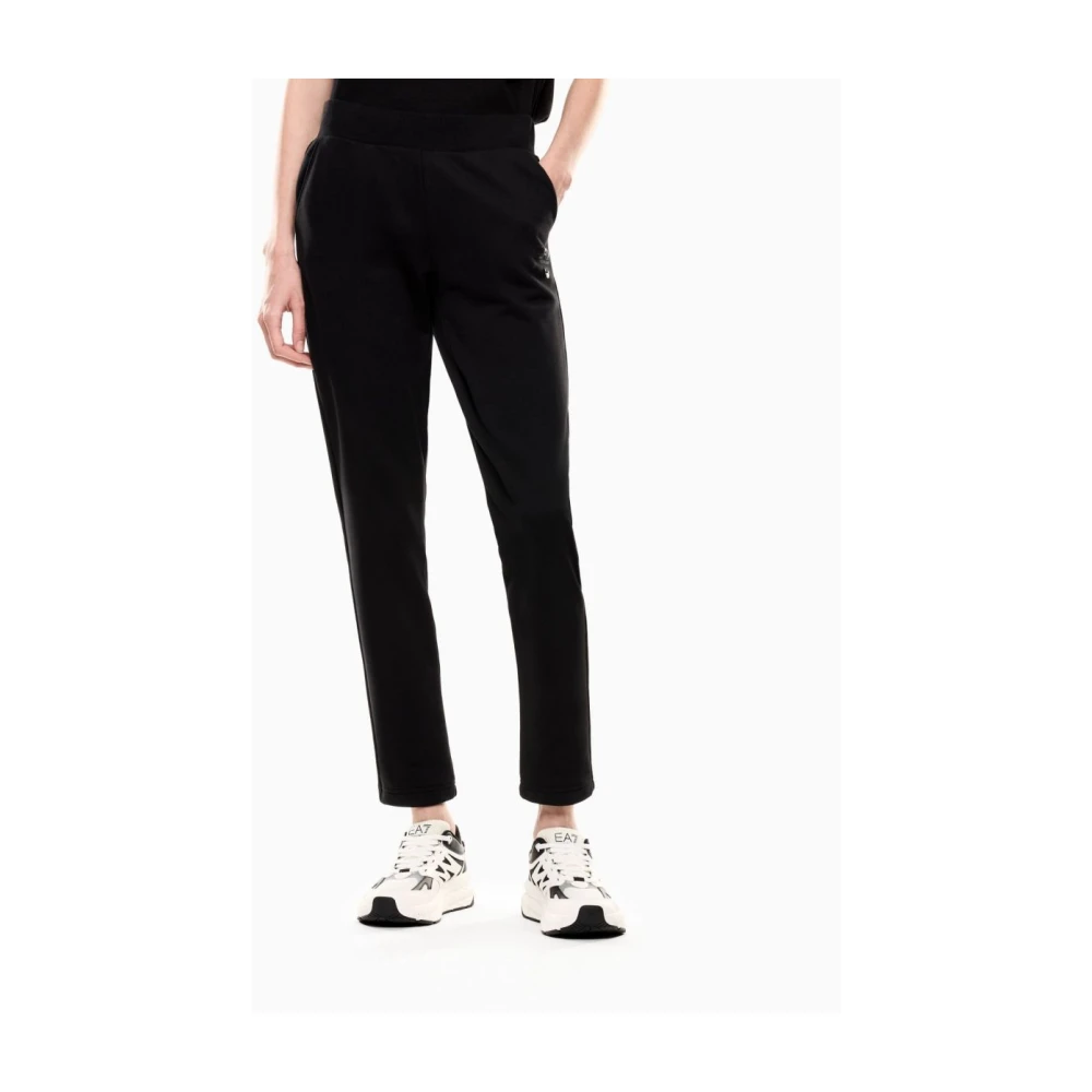 Emporio Armani Ea7 Femme Noir Sport, Taille: 38 Fr Logo Series Cotton-Blend Trousers