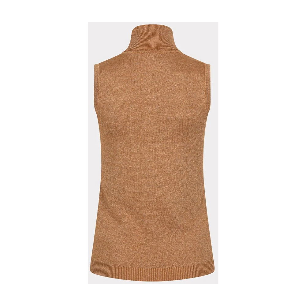 Esqualo Lurex Mouwloze Top Karamel Brown Dames