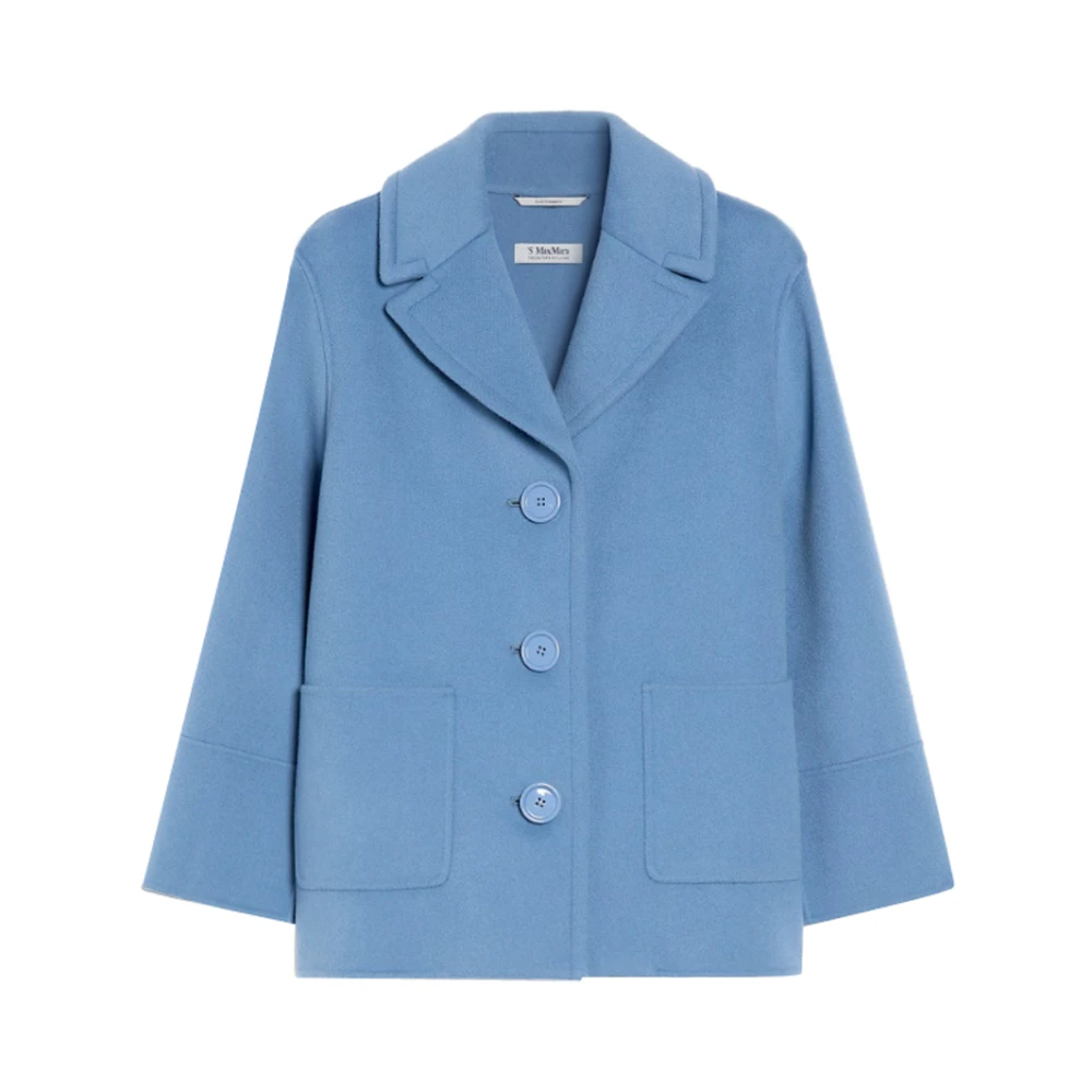 Max Mara Blauwe Wollen Jas Handgemaakt Single-Breasted Blue Dames