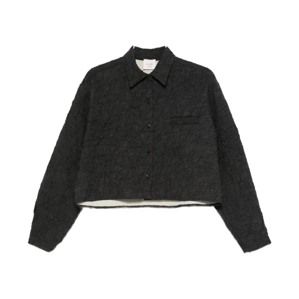Alysi Gray Shirts, Female, M, Textured Chest Pocket Shirt