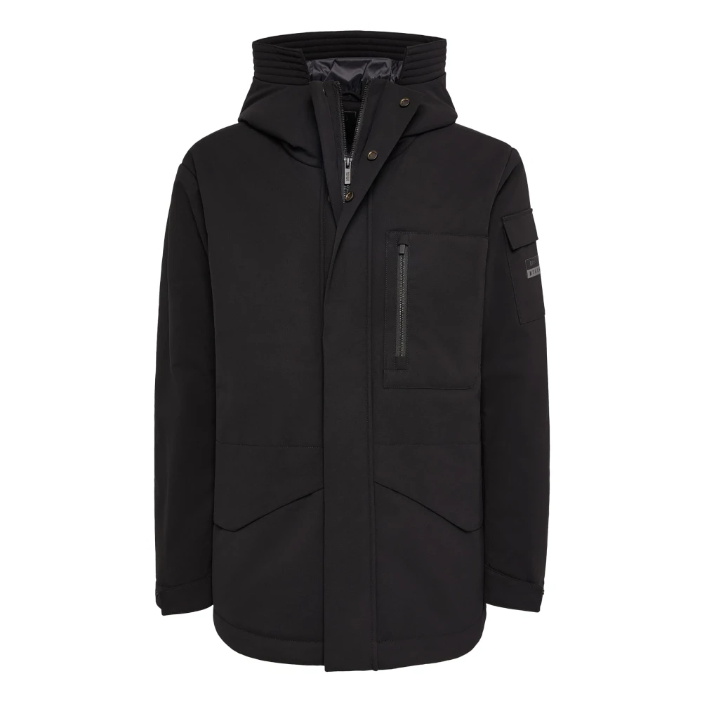 Boggi Milano Technical Fabric B Tech Parka Black Heren