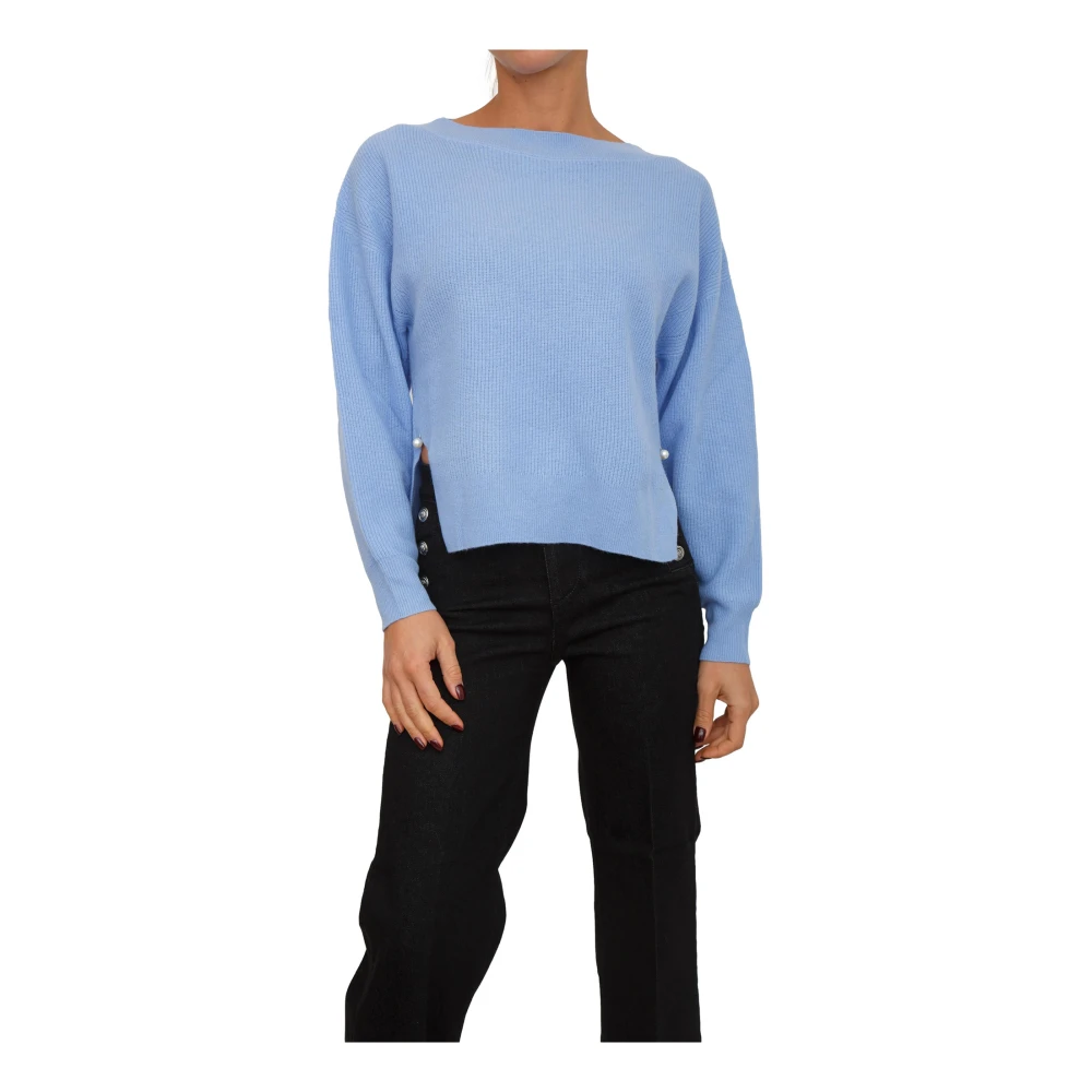 Liu Jo Vrouw Blauw Truien & Vesten Dames, L, Wol, Wollen Trui Met Kasjmier