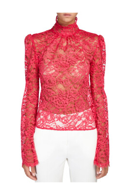 red-lace-high-neck-backless-blouse