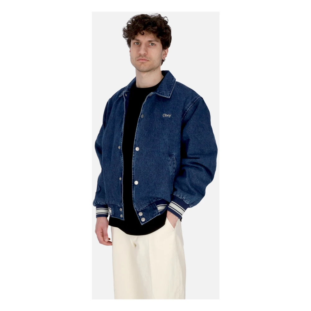 Obey Rose Blouson Jack Stone Wash Blue Heren