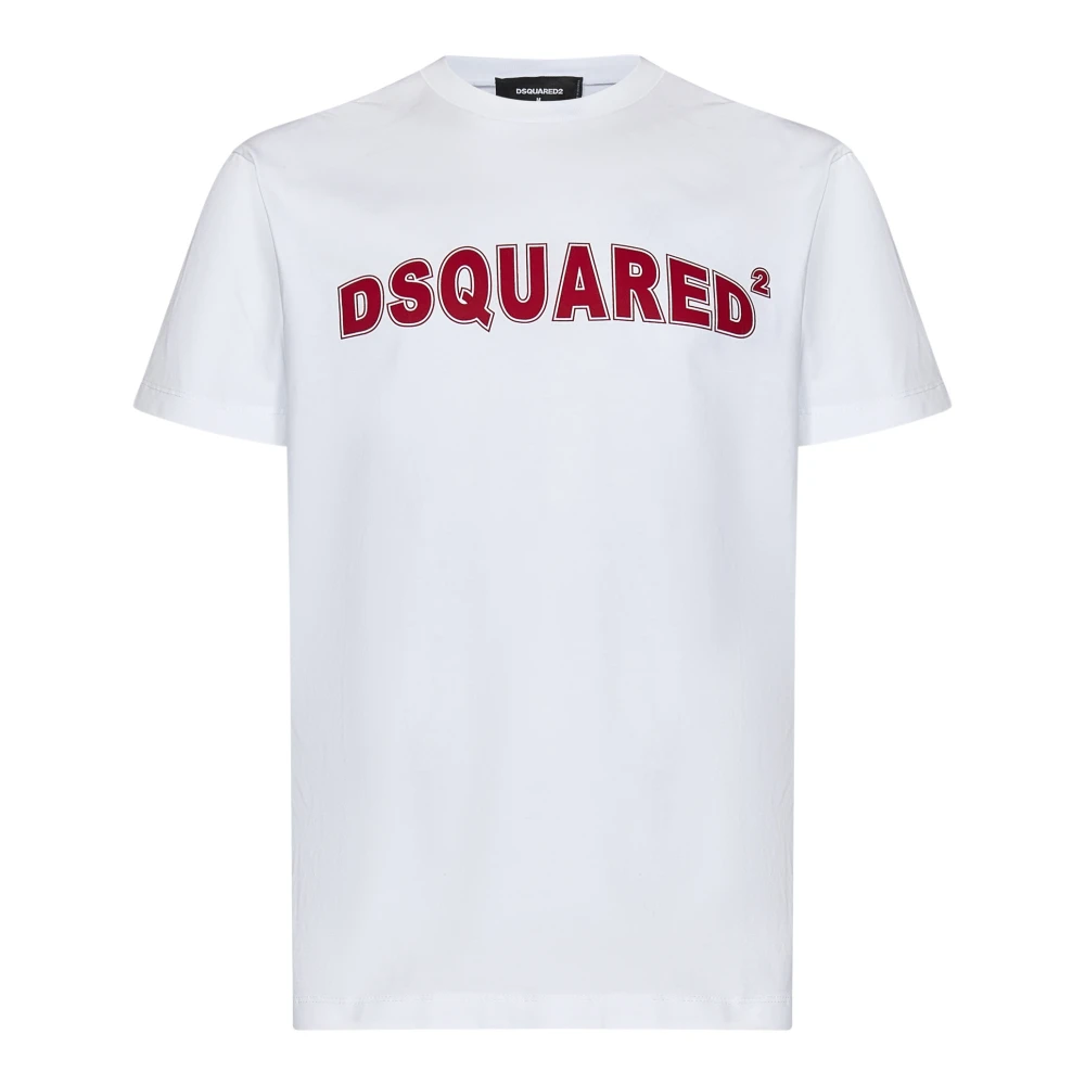 Dsquared2 Vit Crewneck T-shirt med tryckt text White, Herr