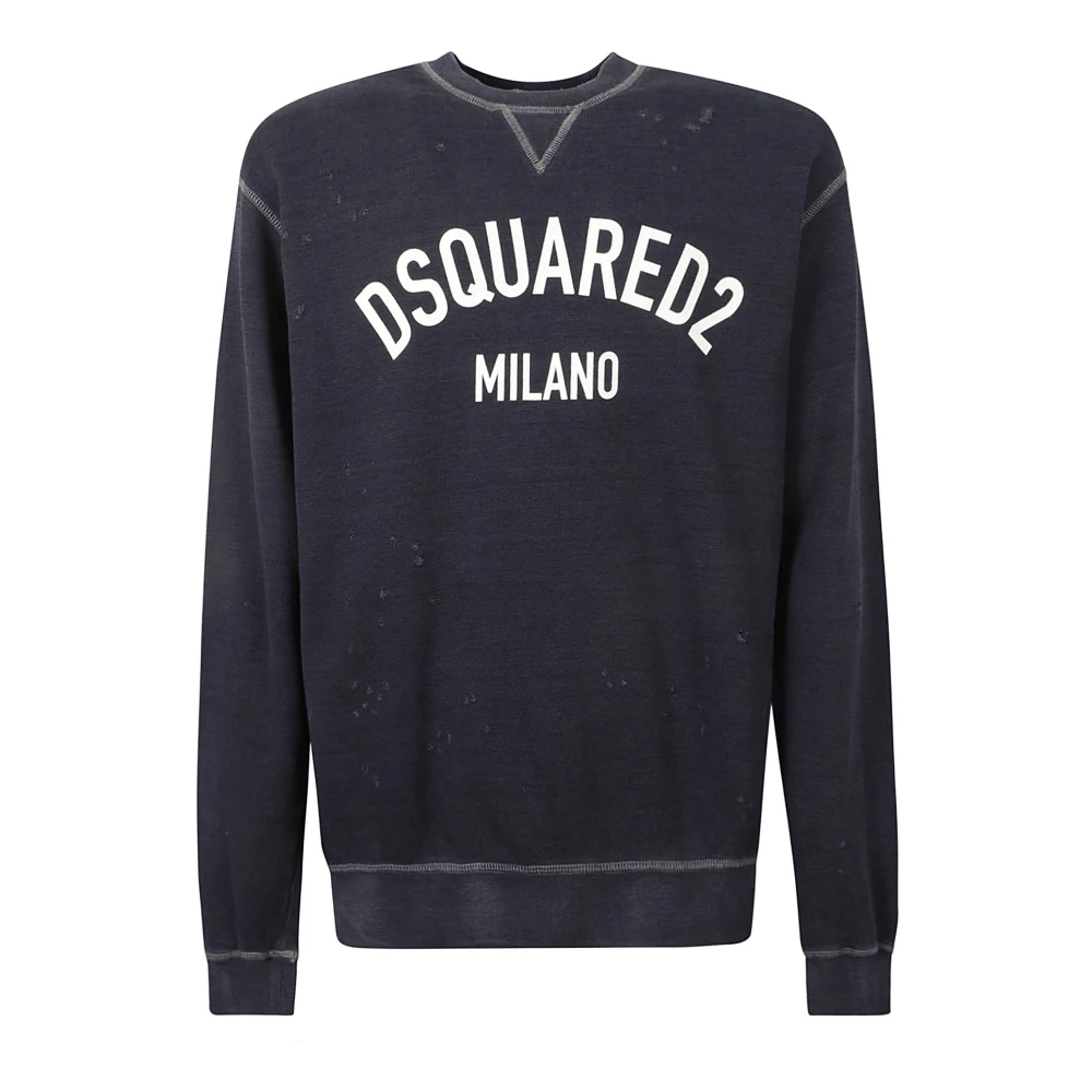 Dsquared2 Blauwe Cool Fit Crewneck Sweaters Blue Heren