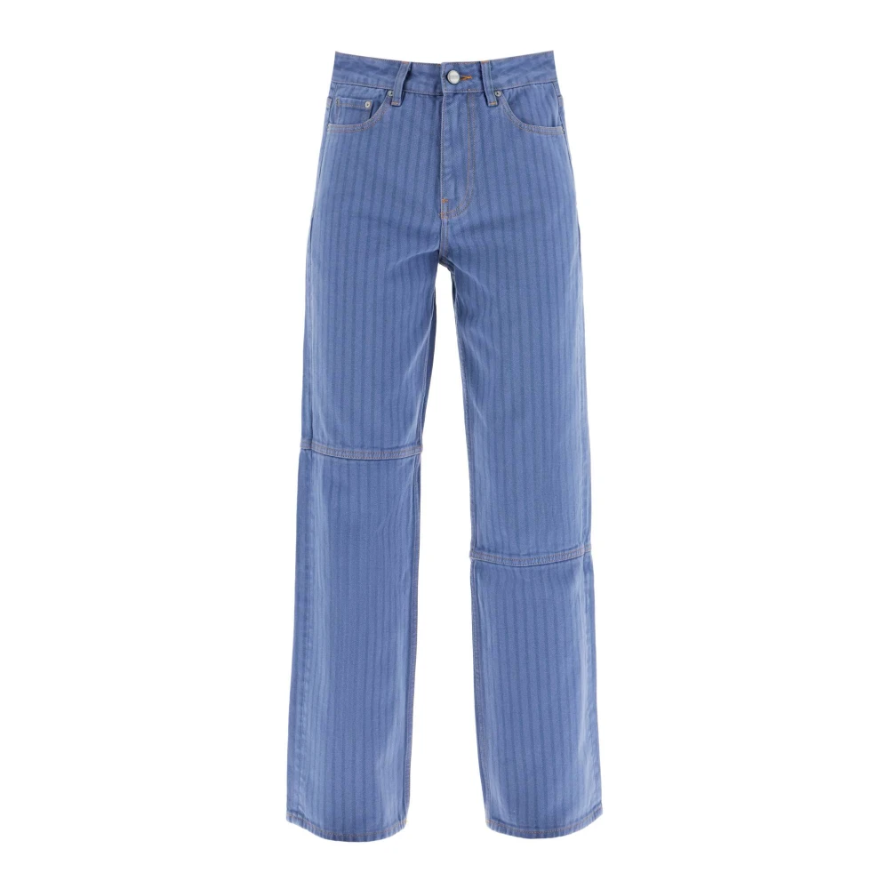Ganni Rechte Jeans met Verticale Streep Blue Dames