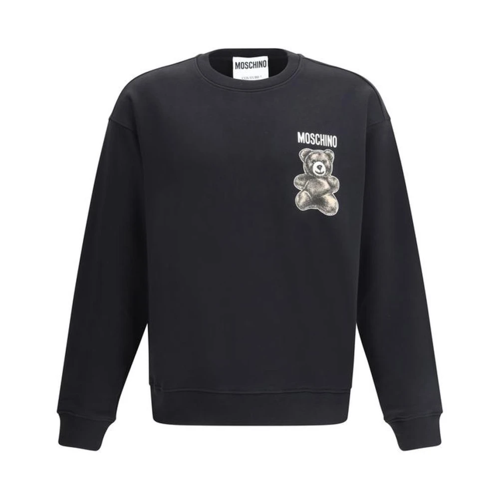 Moschino Teddybeer Katoenen Sweatshirt met Geribbelde Details Black Heren