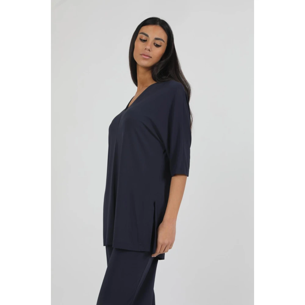 Max Mara V-Hals Locarno Blouse Blue Dames