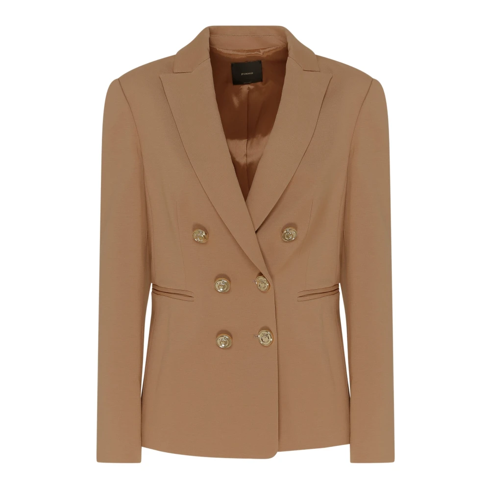 Pinko Bruine Double-Breasted Blazer Brown Dames