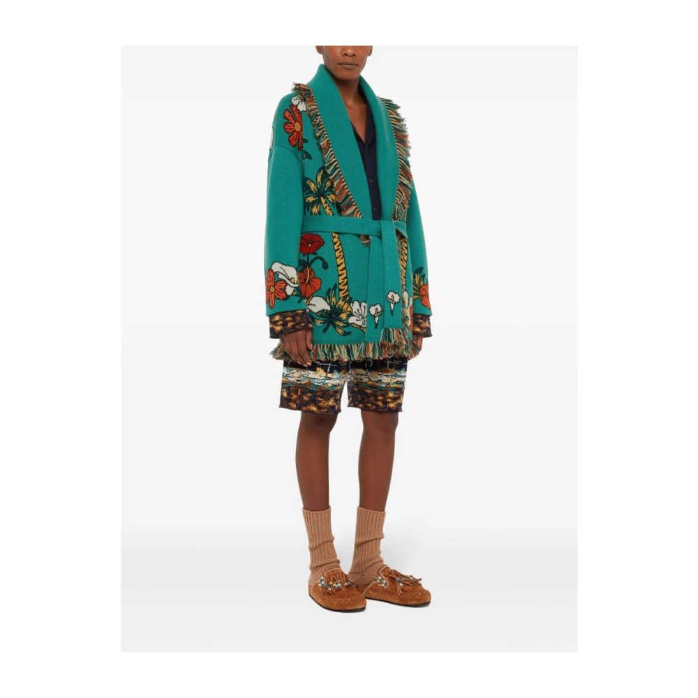 Alanui Groene Kasjmier Gebreide Jacquard Sweater Green Dames