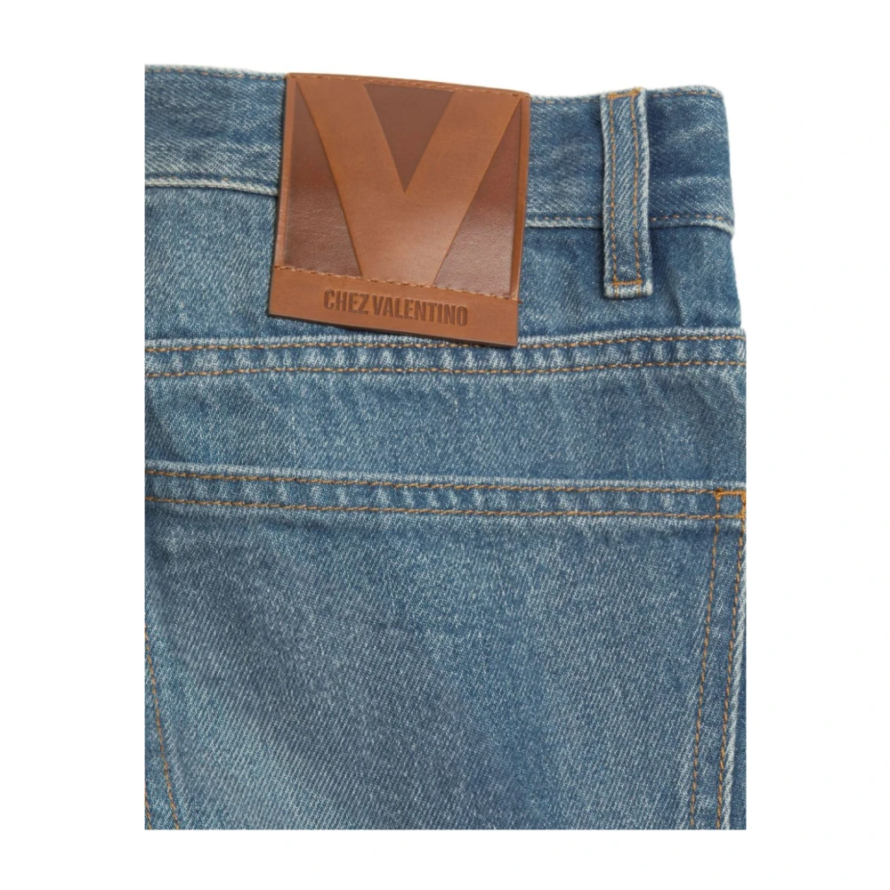 Valentino Blauwe Denim Jeans met Omgeslagen Manchetten Blue Dames
