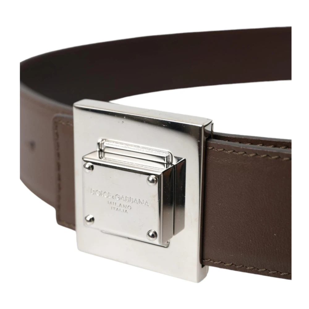 Dolce & Gabbana Bruin Leren Riem met Metalen Gesp Brown Dames