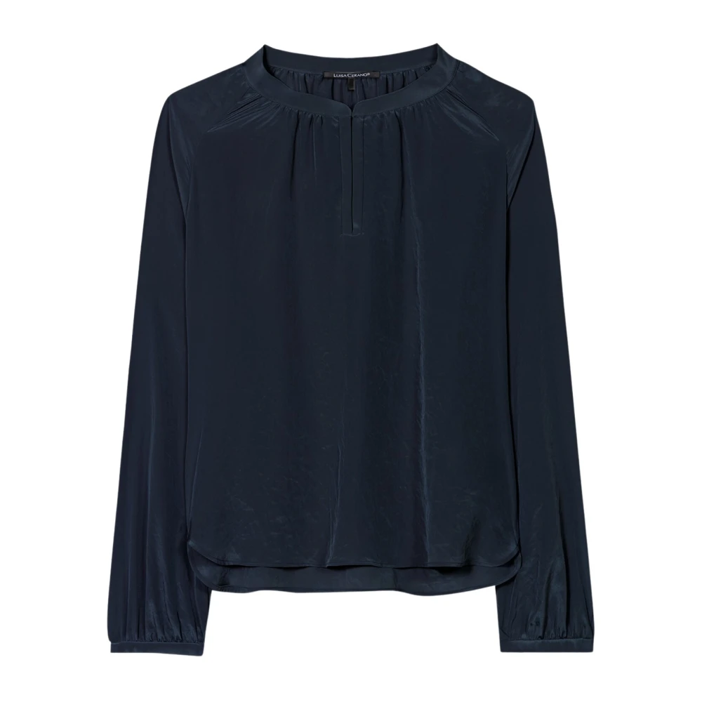 LUISA CERANO Midnight Blue Tuniek Blouse met Ruchedetails Blue Dames