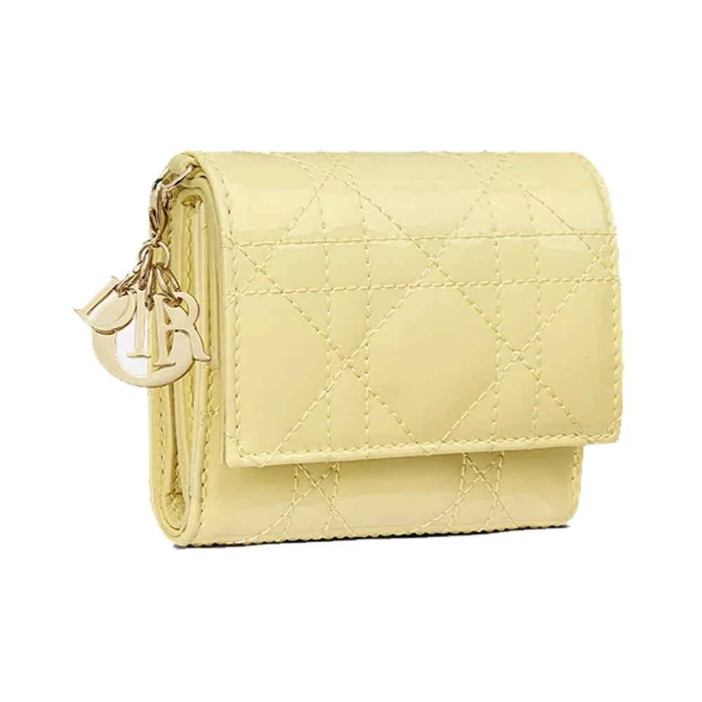 Dior Gele Leren Portemonnee Elegante Stijl Yellow Heren