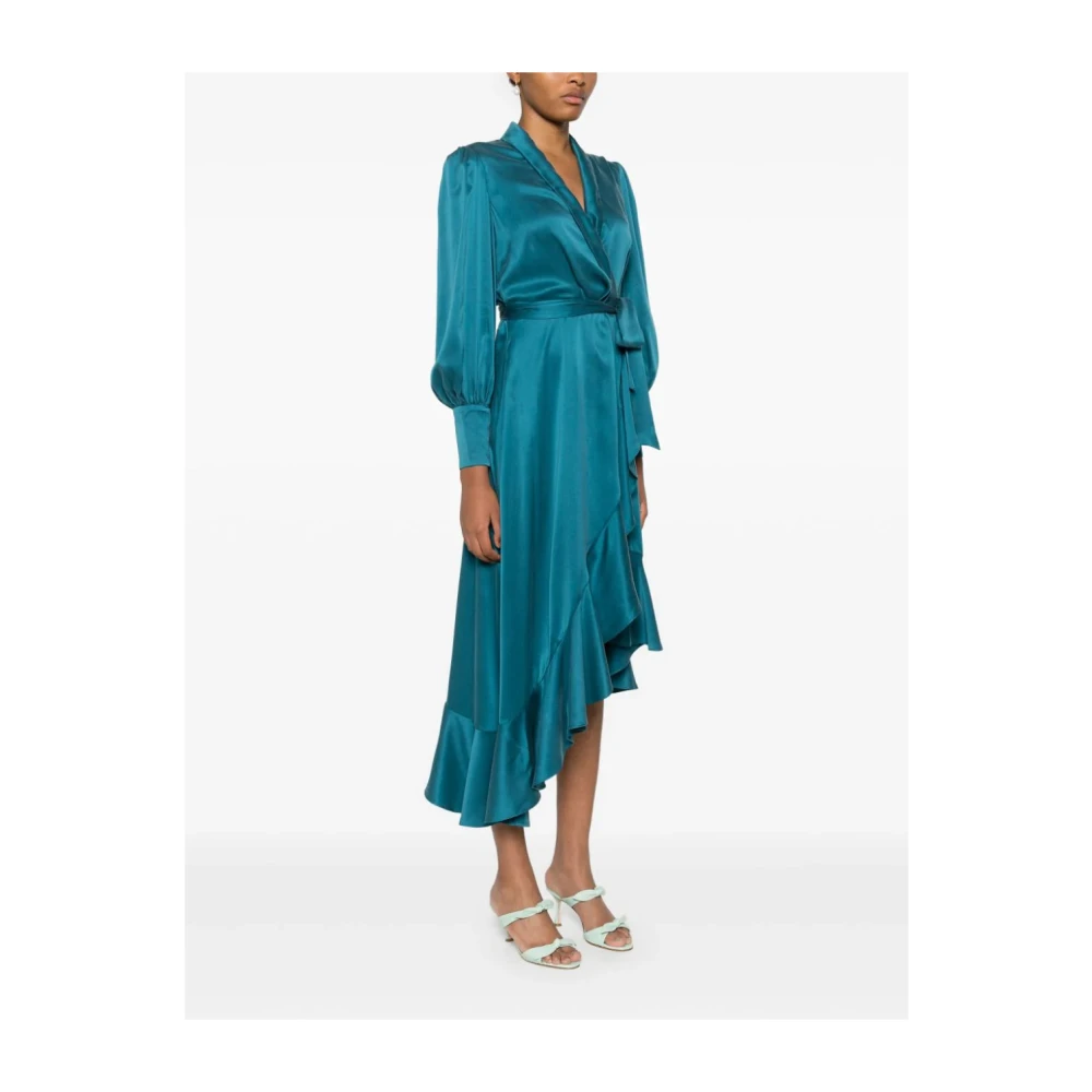 Zimmermann Blauwe Wrap Front Gerimpelde Mini Jurk Blue Dames