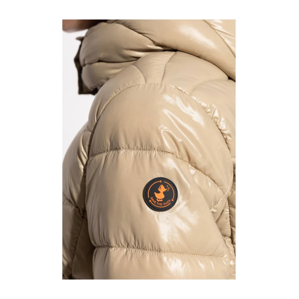 Save The Duck Winddichte Afneembare Capuchon Nylon Jas Beige Dames