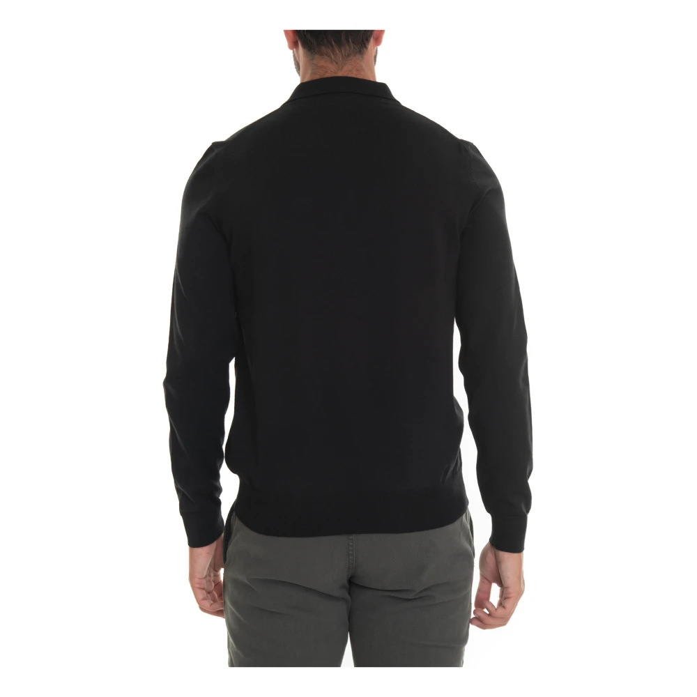 Boss Klassieke Polo Shirt met Lange Mouwen Black Heren