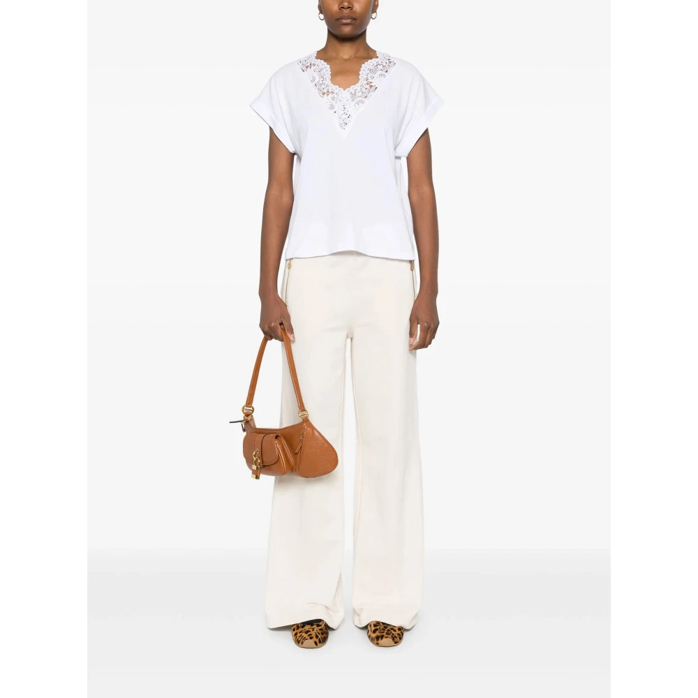 Twinset Kanten Inzet T-shirt White Dames
