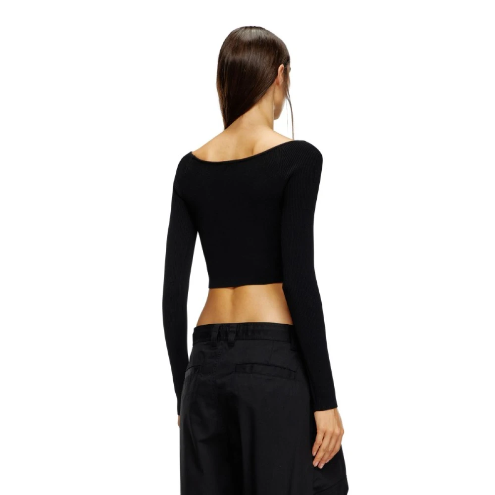 Diesel Gebreide Top met Uitsnede Black Dames