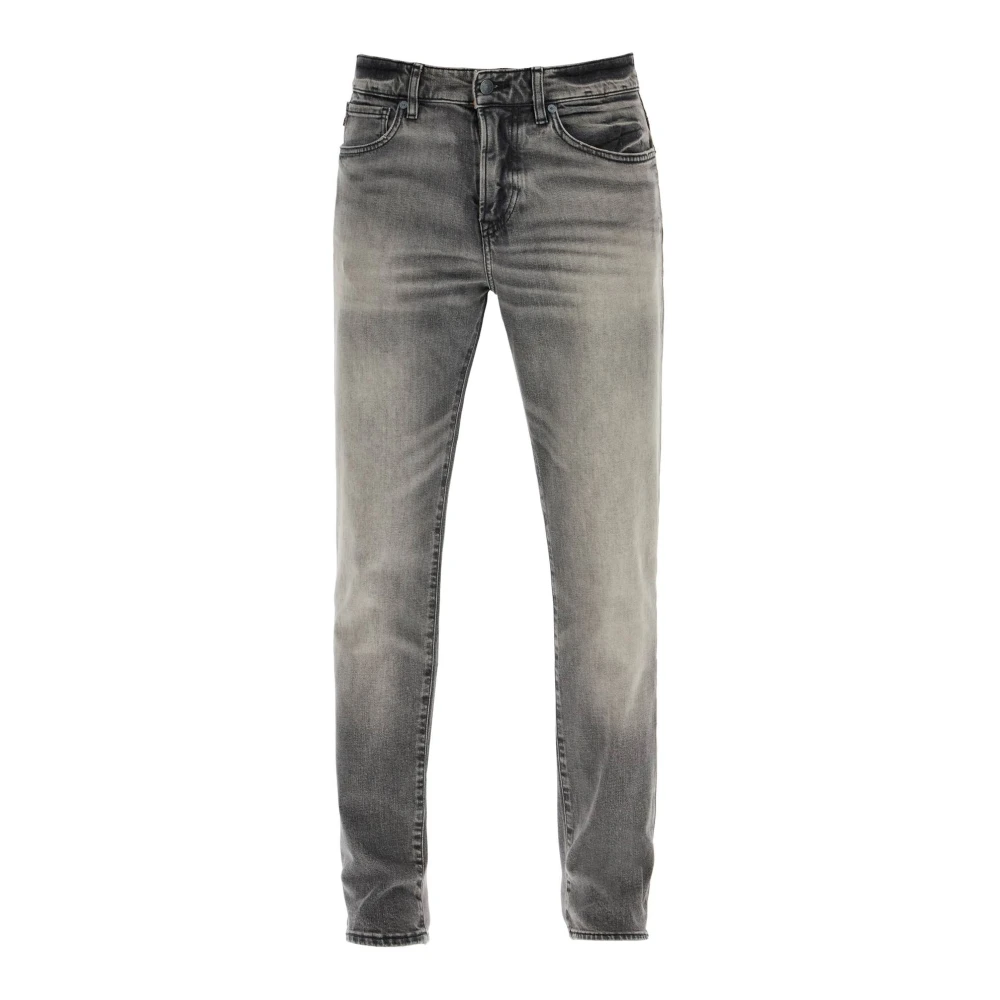 Boss Donkergrijze Straight Fit Jeans van Katoen Gray Heren