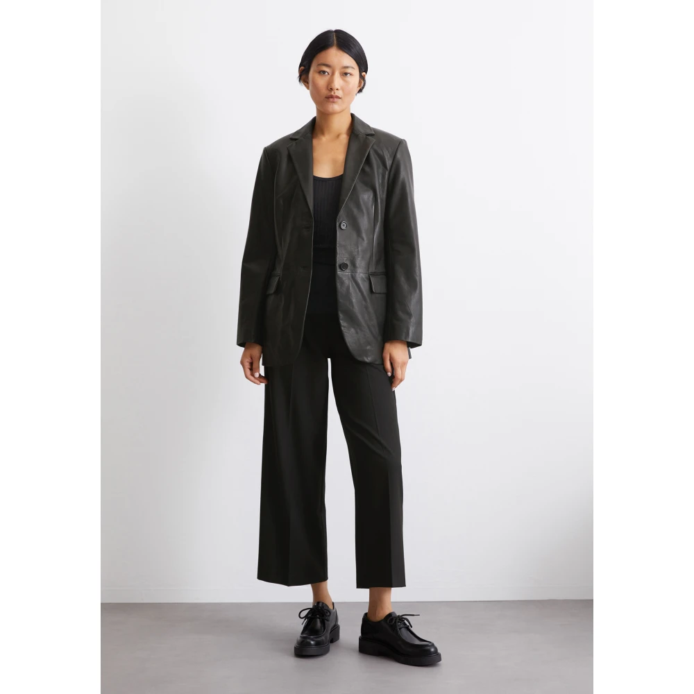 Marc O'Polo Leren blazer regular Black Dames