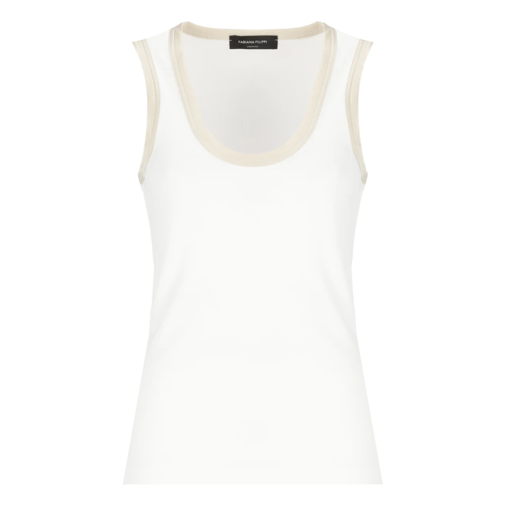 Fabiana Filippi White Sleeveless Tops, Female, Xs, Cotton Sleeveless Top
