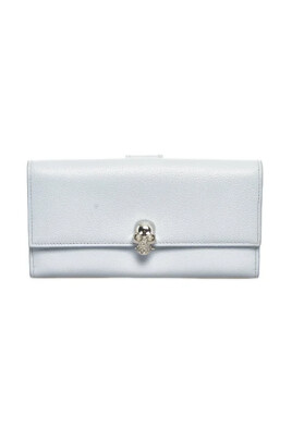 pre-owned-leather-skull-long-wallet