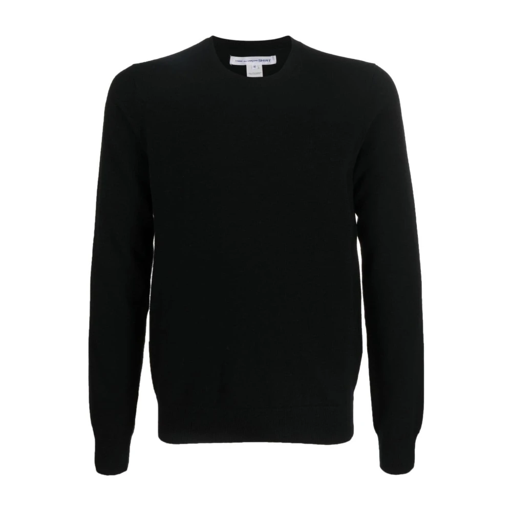 Comme des Garçons Zwarte Wollen Gebreide Trui Ronde Hals Black Heren