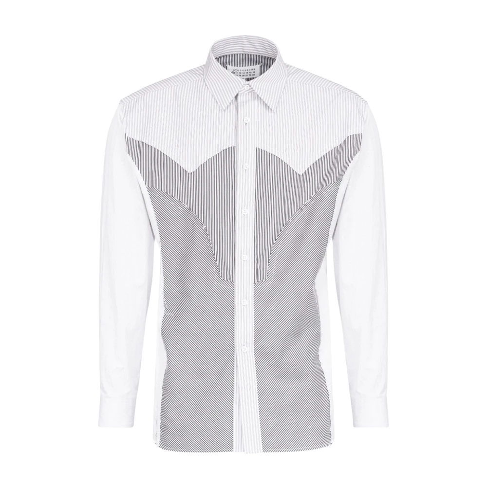 Maison Margiela Gestreept katoenen overhemd Aw24 White Heren