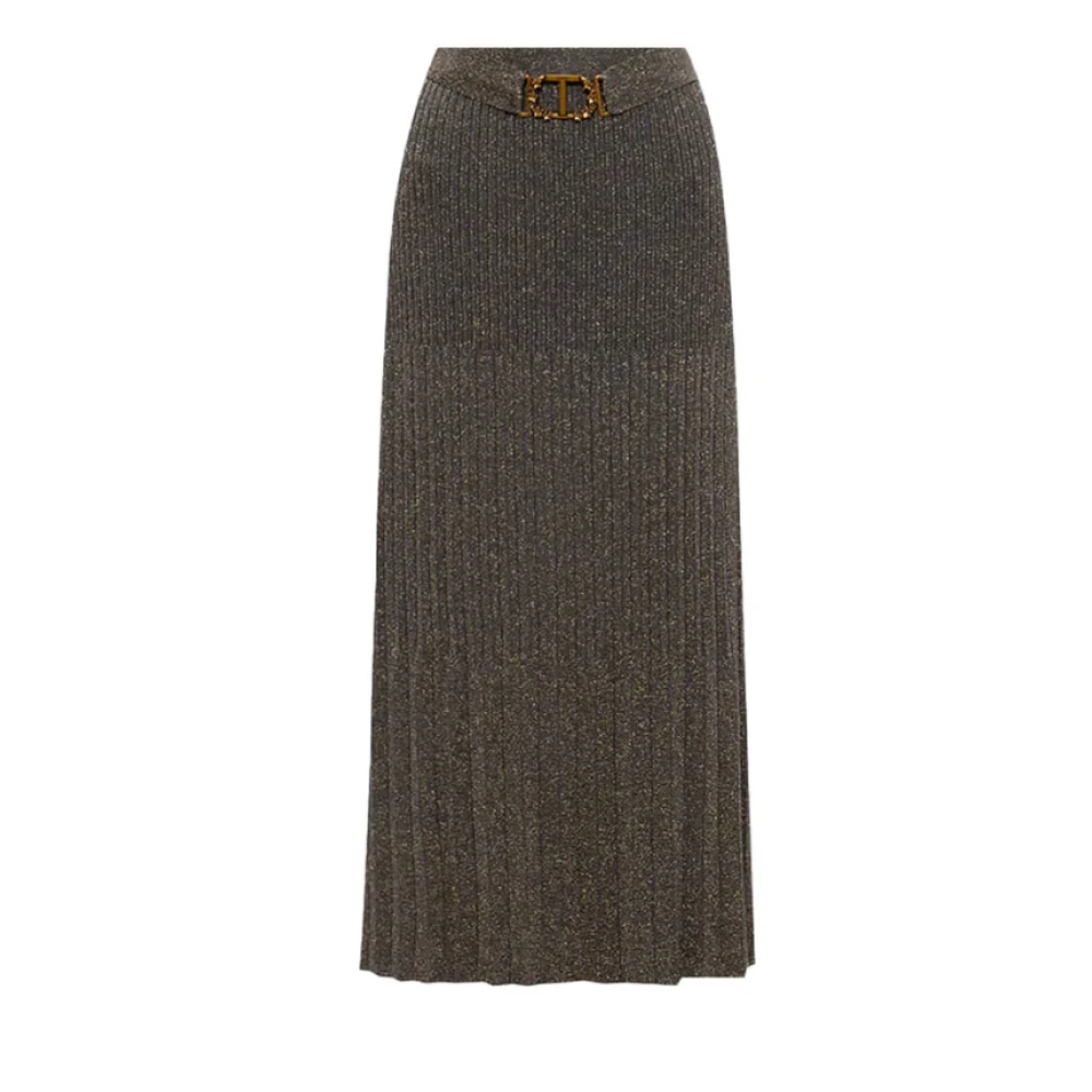 Twinset Beige Midi Rok met Geribbeld Vakmanschap Beige Dames