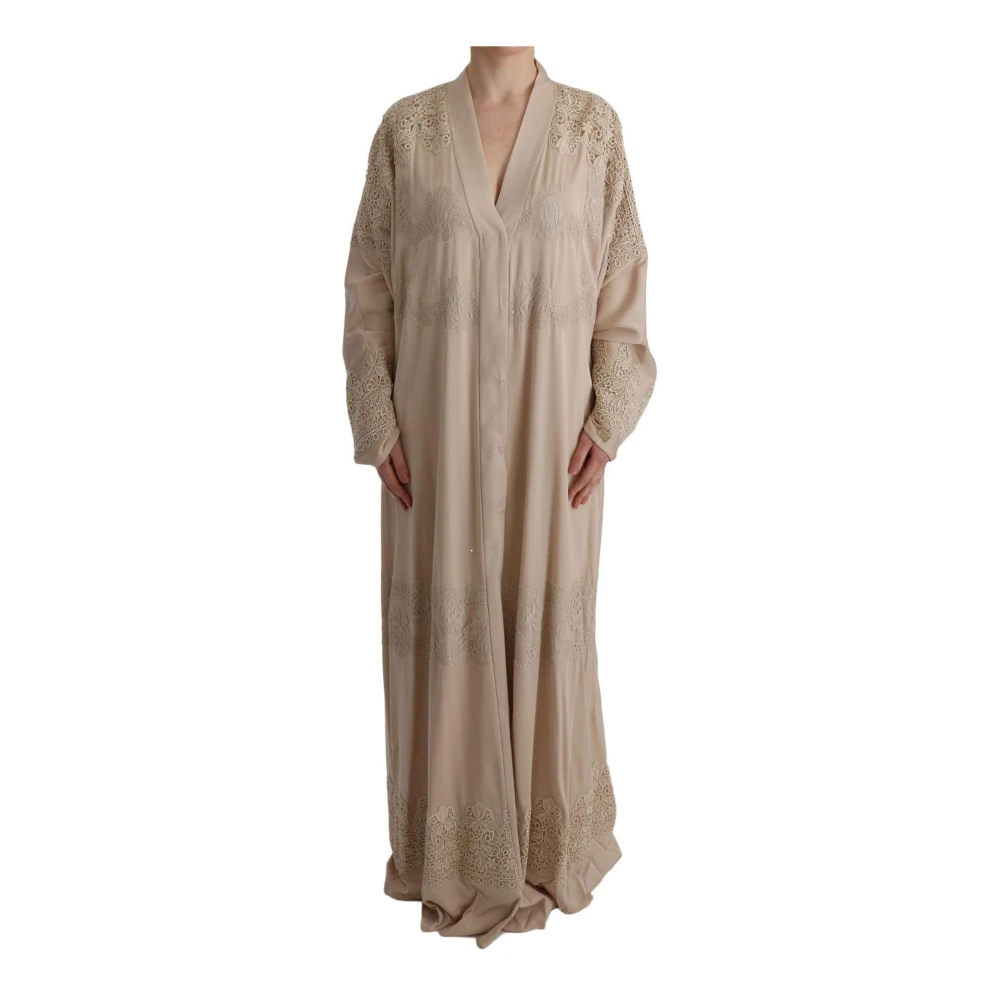 Dolce & Gabbana Women's Beige Lace Trim Floral Dress