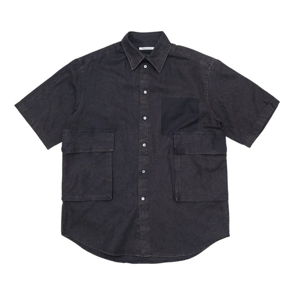 Wood Zwarte Aaron Pocket Shirt Black Heren