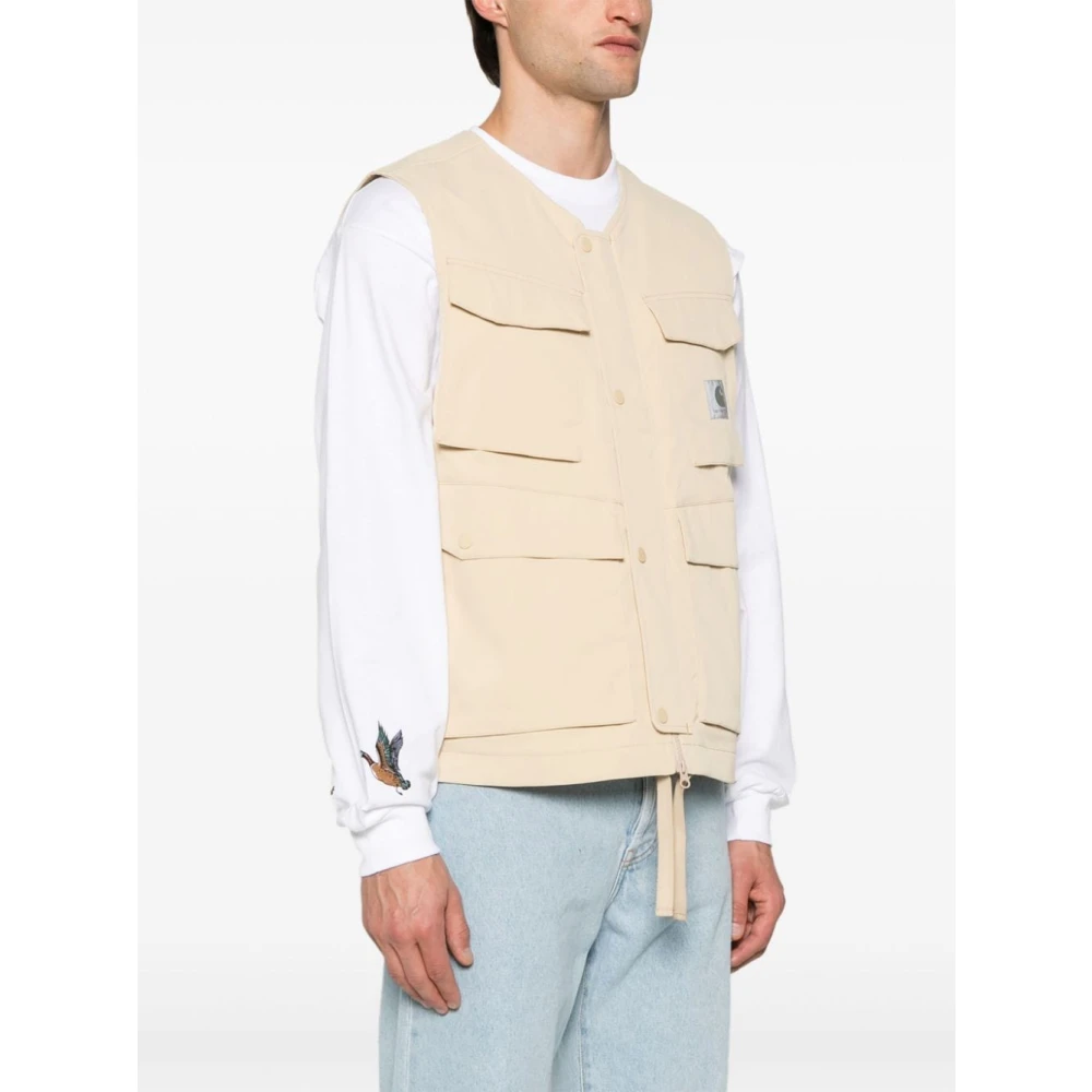 Carhartt WIP Waterafstotend Vest met 3D-zakken Beige Heren