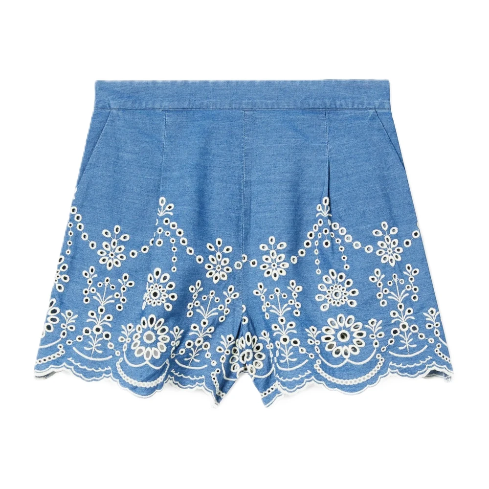 Mc2 Saint Barth Blue Amani Sangallo Morris Flower Shorts - Female - Short Skirts - M - Skirts