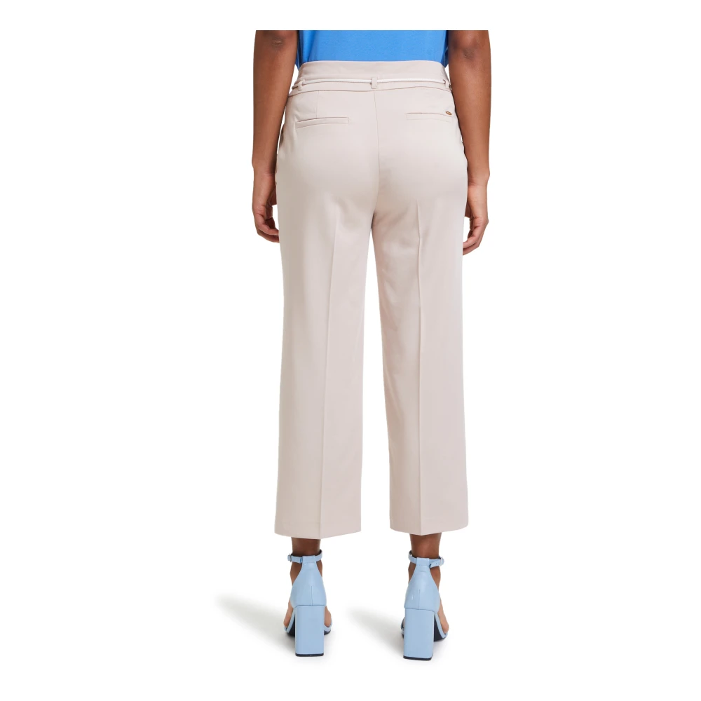 Betty & Co Hoge taille ceintuur broek Beige Dames