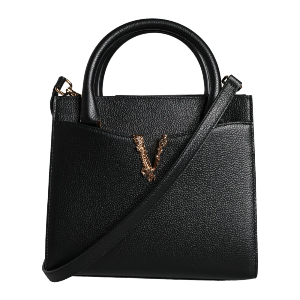 Versace Zwarte leren crossbodytas met verstelbare band Black Dames