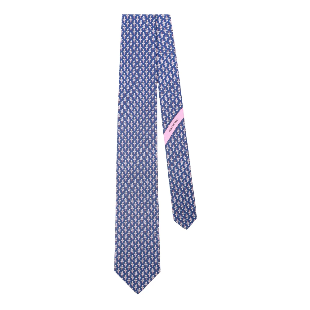 Salvatore Ferragamo Zijden stropdas met micro-patroon Blue Heren