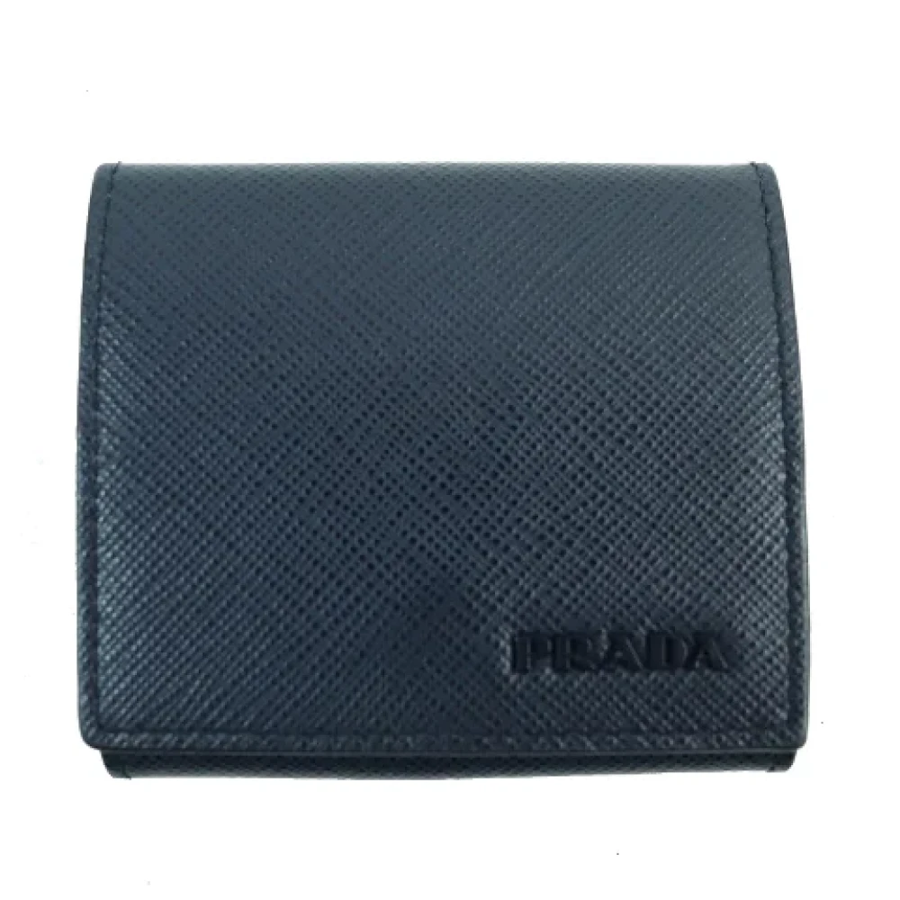 Prada Vintage Pre-owned Leather wallets Blue Heren