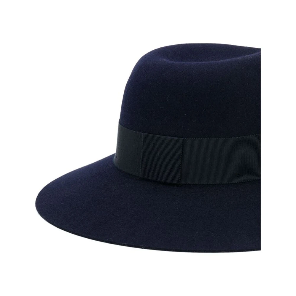 Maison Michel Navy Blue Wide-Brim Hat Blue Dames